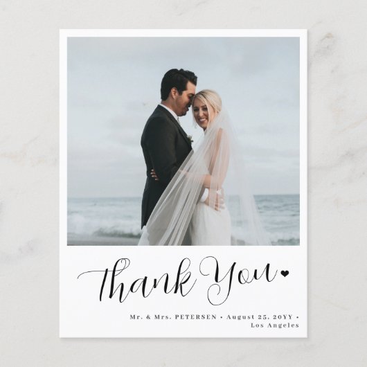 Budget bruiloft 2 foto minimalist dank u flyer (Voorkant)