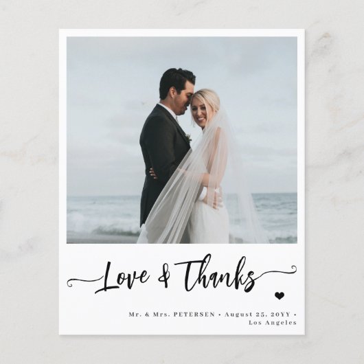 Budget bruiloft 2 foto modern bedankt flyer (Voorkant)