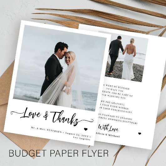 Budget bruiloft 2 foto moderne dank je wel flyer