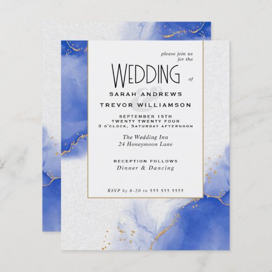 Budget Bruiloft Abstracte Royal Blue Skies (Voorkant / Achterkant)