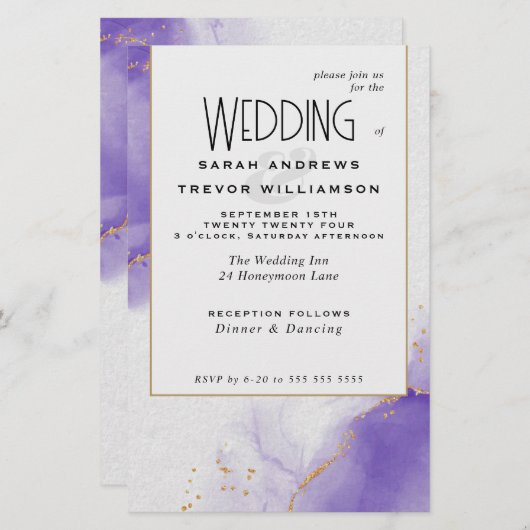 Budget Bruiloft Amethyst Abstract Gemarmerde Lucht (Voorkant / Achterkant)