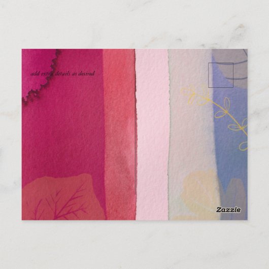 BUDGET Bruiloft Bes Waterverf Paars Rood Briefkaart (Achterkant)