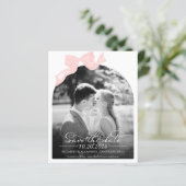 Budget Bruiloft Bewaar de Datum Uitnodiging Bow Fo (Staand voorkant)