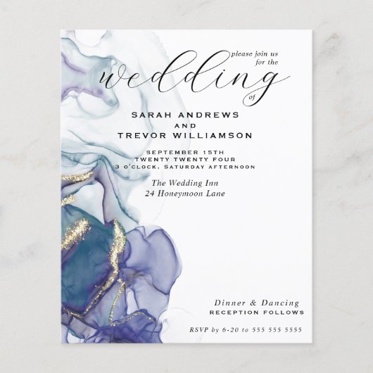 Budget Bruiloft Blauwgroen Violet Alcohol Ink (Voorkant)