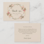 Budget bruiloft Boho bloemenkrans dank u Notitiekaartje (Voorkant / Achterkant)