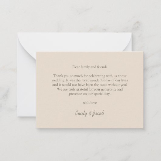 Budget bruiloft Boho bloemenkrans dank u Notitiekaartje (Achterkant)