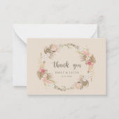 Budget bruiloft Boho bloemenkrans dank u Notitiekaartje (Voorkant)
