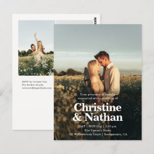 Budget Bruiloft Bold Rustieke Elegante 3 Foto Briefkaart