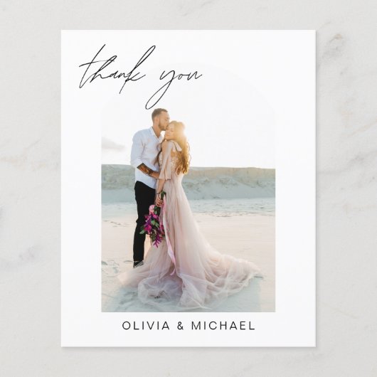 Budget bruiloft boog dank u fotokaart (Voorkant)