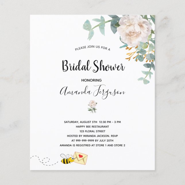 BUDGET Bruiloft Brunch eucalyptus bloem bumble bee (Voorkant)