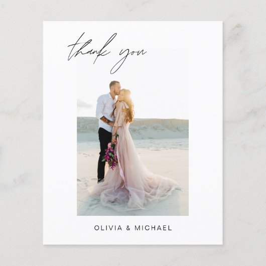 Budget bruiloft dank u foto minimalistische Kaart (Voorkant)