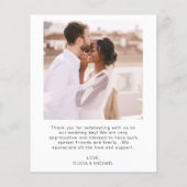 Budget bruiloft dank u foto minimalistische Kaart (Achterkant)