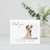 Budget bruiloft dank u foto minimalistische Kaart (Staand voorkant)