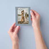 Budget bruiloft Dank u stoffige blauwe fotokaarten Flyer (Hand)