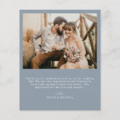 Budget bruiloft Dank u stoffige blauwe fotokaarten Flyer (Achterkant)