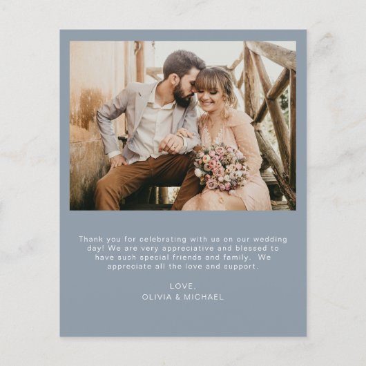 Budget bruiloft Dank u stoffige blauwe fotokaarten Flyer (Achterkant)