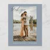 Budget bruiloft Dank u stoffige blauwe fotokaarten Flyer (Voorkant)