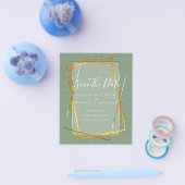 BUDGET BRUILOFT DATUM BEWAREN Gouden Glitter Geom Flyer (Enkel)