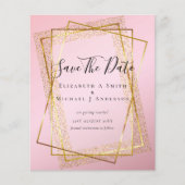 BUDGET BRUILOFT DATUM BEWAREN  Gouden Glitter Geom Flyer (Voorkant)