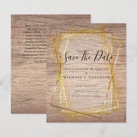 BUDGET BRUILOFT DATUMS BEWAREN Gouden Glitter Geo (Voorkant / Achterkant)