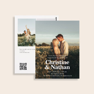 Budget Bruiloft Elegant 3 Foto QR Code Briefkaart
