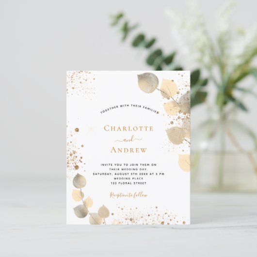 Budget bruiloft eucalyptus golden Roestopen (Staand voorkant)