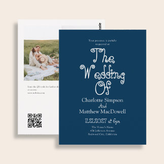 Budget Bruiloft Fantasie Foto QR Code Blauwe Winte Briefkaart