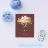 Budget Bruiloft Feest Burgundy Bloemen Goud Modern Flyer (Enkel)