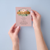 Budget Bruiloft Feest Roze Bloemen Goud Modern Flyer (Hand)