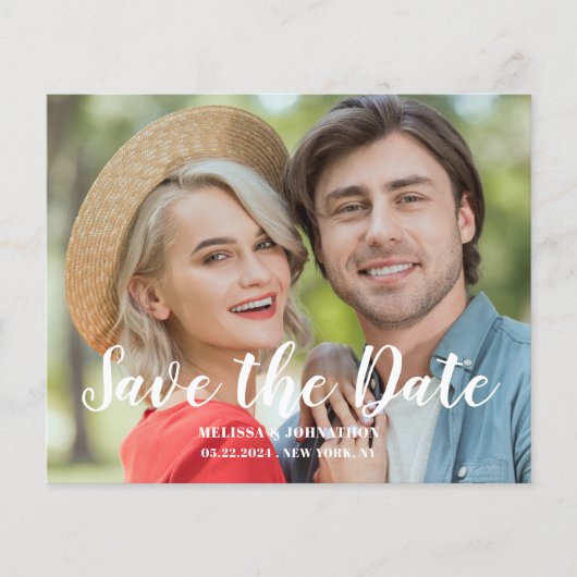 Budget Bruiloft Foto Flat Save The Date (Voorkant)