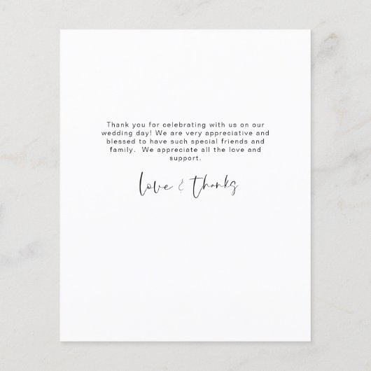 Budget bruiloft foto minimalist dank u kaart (Achterkant)
