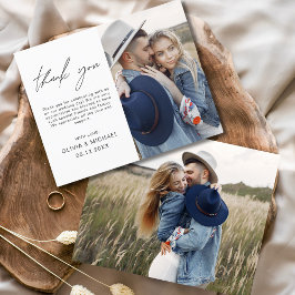 Budget bruiloft foto minimalist dank u kaart