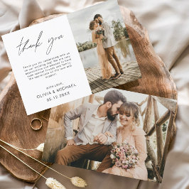 Budget bruiloft foto minimalist dank u kaart