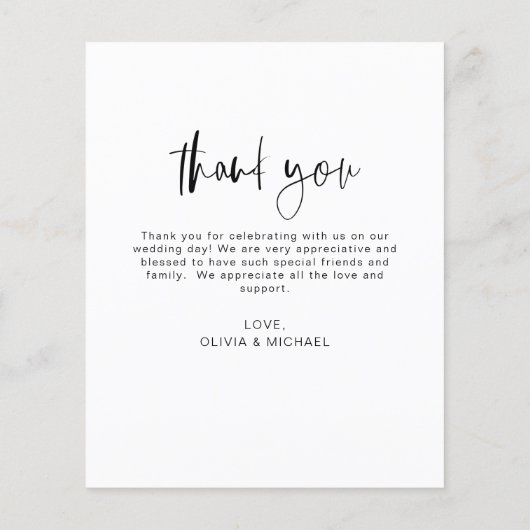 Budget bruiloft foto minimalist dank u kaart (Achterkant)