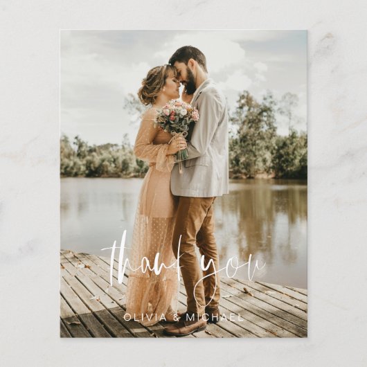 Budget bruiloft foto minimalist dank u kaart (Voorkant)
