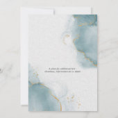 Budget Bruiloft Goud Stof Blauw Uitnodiging (Achterkant)