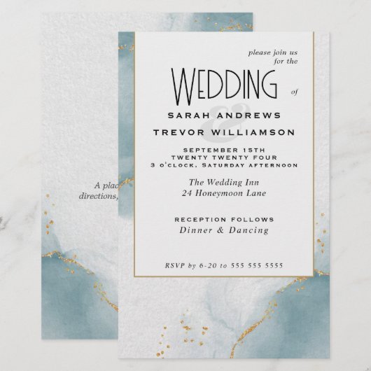 Budget Bruiloft Goud Stoffig Blauw Abstract Skies (Voorkant / Achterkant)
