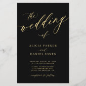 Budget bruiloft goud zwart QR code uitnodiging Flyer (Voorkant)