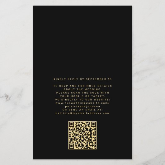 Budget bruiloft goud zwart QR code uitnodiging Flyer (Achterkant)