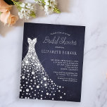 Budget bruiloft jurk marvy bridal doucheuitnodigin<br><div class="desc">Witte glittery diamanten bruiloft kleed op een donkermiddernacht blauw schurkbord tegen een achtergrond waardoor een eenvoudig modern, elegant vrijgezellenfeest budget betaalbaar wordt. LEES DIT ALVORENS HET KOPEN! Dit is een betaalbare trouwkaart die op papier is gedrukt (elk vel heeft één kaart). Voor de beste rapport prijs-kwaliteit, is ons advies het...</div>