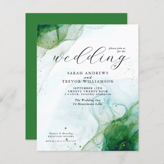 Budget Bruiloft Kelly Groen Alcohol Inkt (Voorkant / Achterkant)