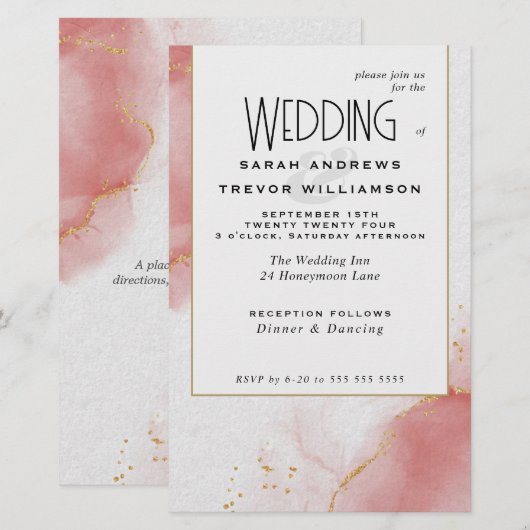 Budget Bruiloft Koraal Roos Abstract Marbled Skies (Voorkant / Achterkant)