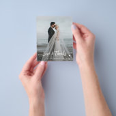 Budget bruiloft liefde en bedankt 2 foto dank u flyer (Hand)