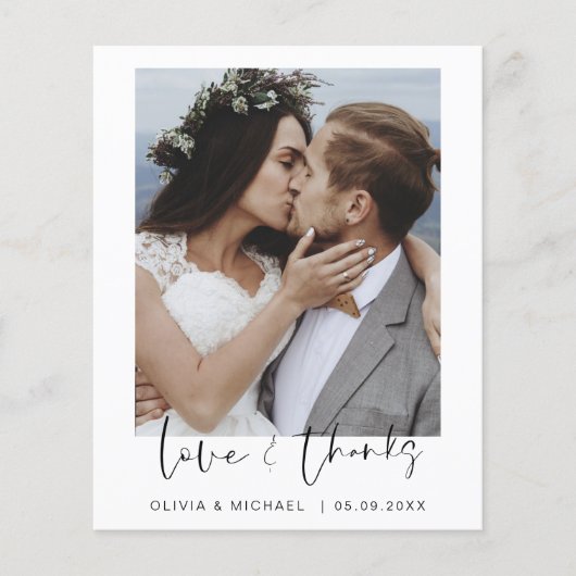 Budget Bruiloft Liefde en Bedankt Dank u Kaarten (Voorkant)