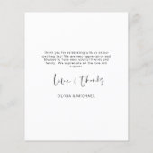 Budget Bruiloft Liefde en Bedankt Dank u Kaarten (Achterkant)