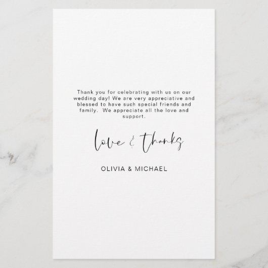 Budget Bruiloft Liefde en Bedankt Dank u Kaarten (Achterkant)