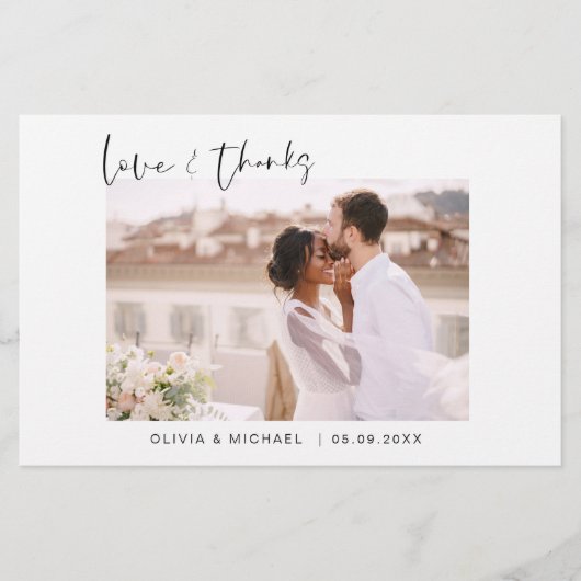 Budget Bruiloft Liefde en Bedankt Dank u Kaarten (Voorkant)