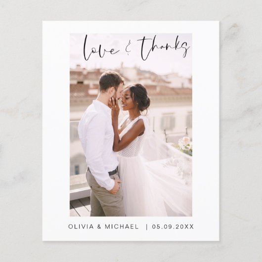 Budget Bruiloft Liefde en Bedankt Dank u Kaarten (Voorkant)