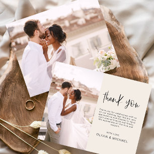 Budget bruiloft minimalistische foto dank u kaarte