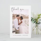 Budget bruiloft minimalistische foto dank u kaarte (Staand voorkant)